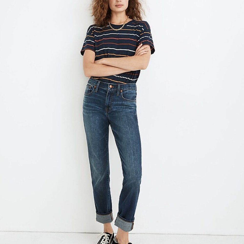 Madewell Women's The Slim Boyjean in Ellers Wash Ankle Denim Jeans (25)